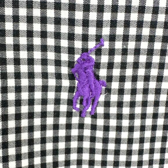 Ralph Lauren | Men's XL | Classic Fit Black White Check Short-Sleeve Dress Shirt - Picture 4 of 6